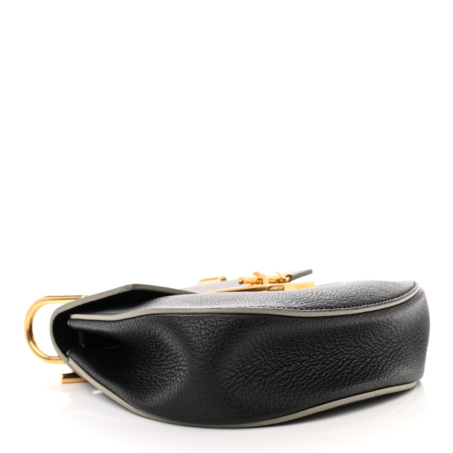 Grained Calfskin Lambskin Mini Drew Shoulder Bag Black