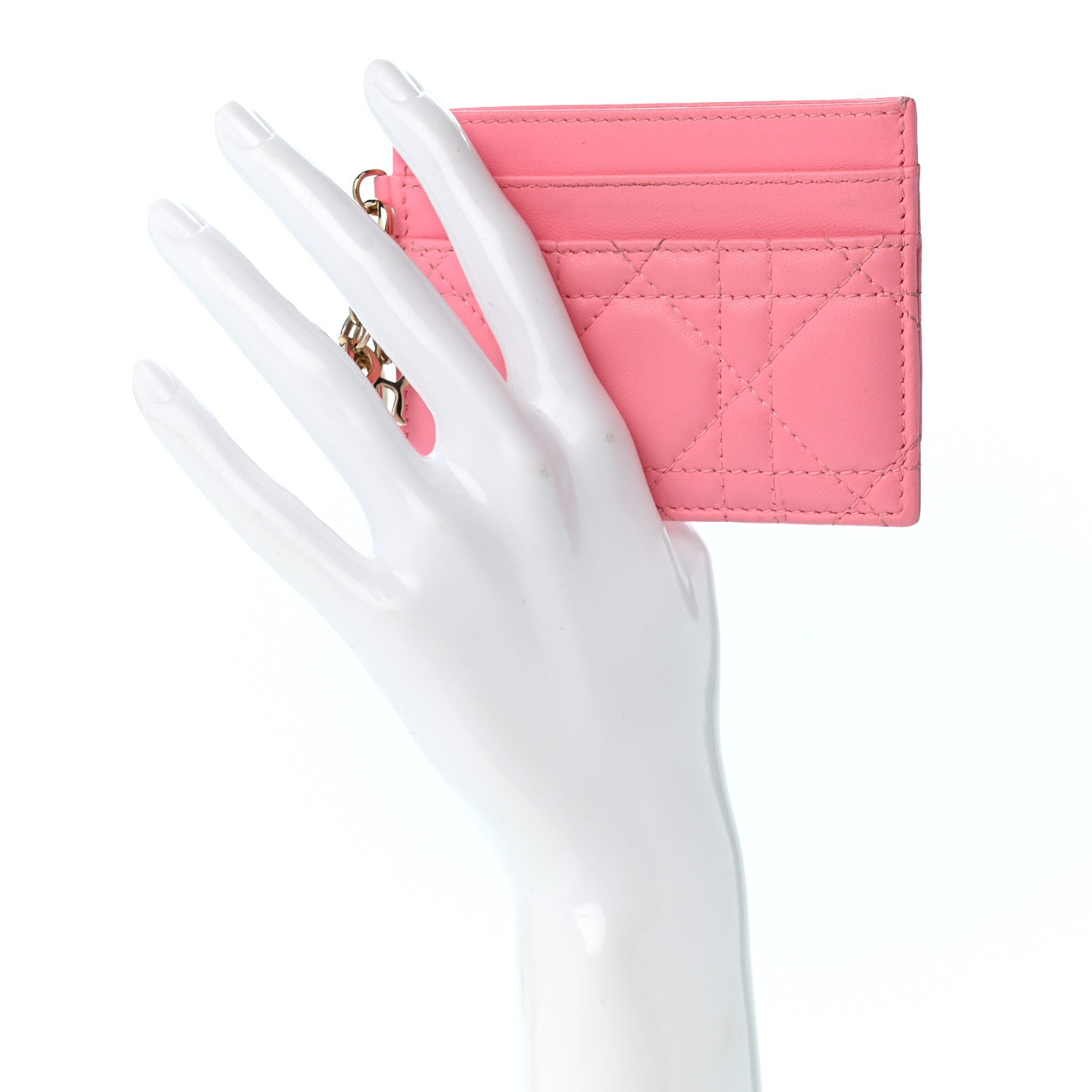 Christian Dior Lambskin Cannage Lady Dior Card Holder Strawberry Pink 2 of 8