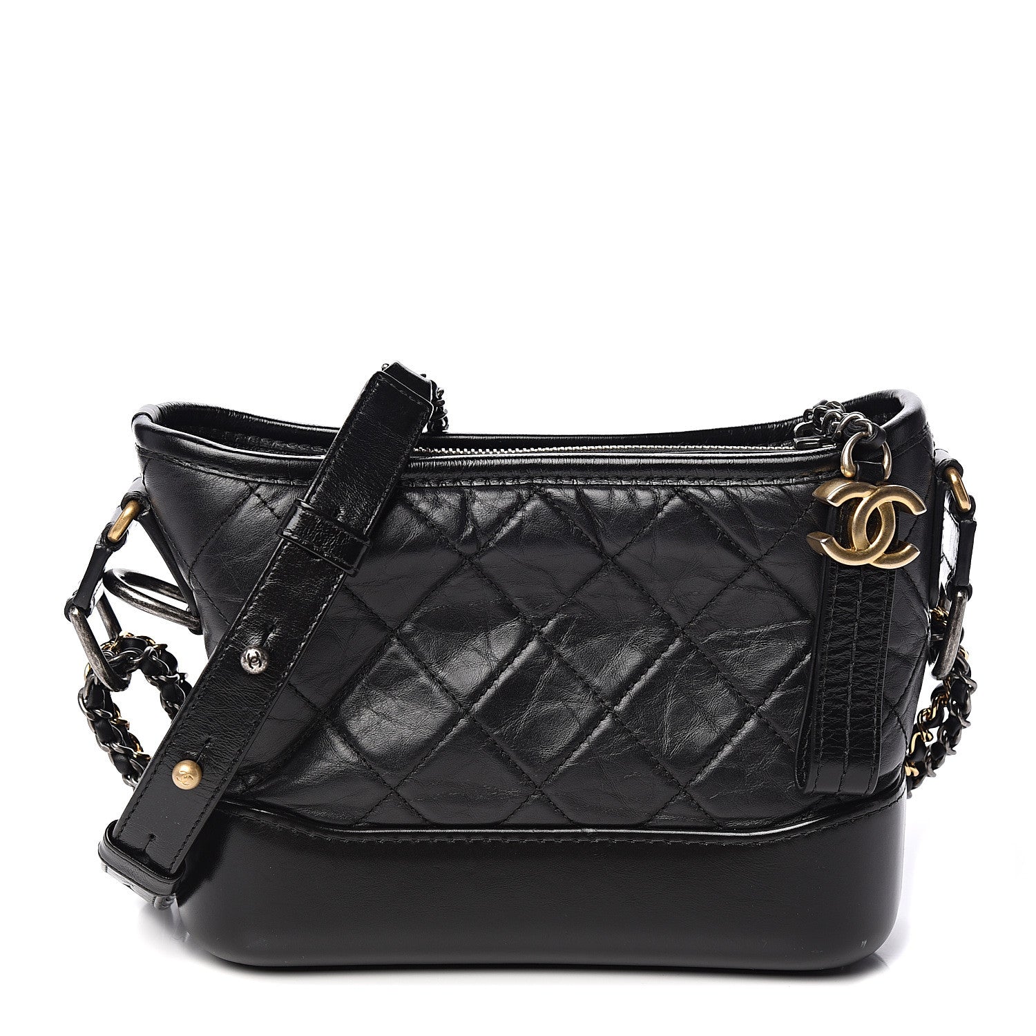 Chanel Aged Calfskin Quilted Small Gabrielle Hobo Black 1 of 9