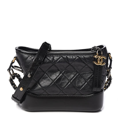 Chanel Aged Calfskin Quilted Small Gabrielle Hobo Black 1 of 9