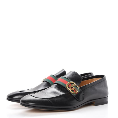 Gucci Goatskin Web Mens GG Loafers 10 Black 3 of 10