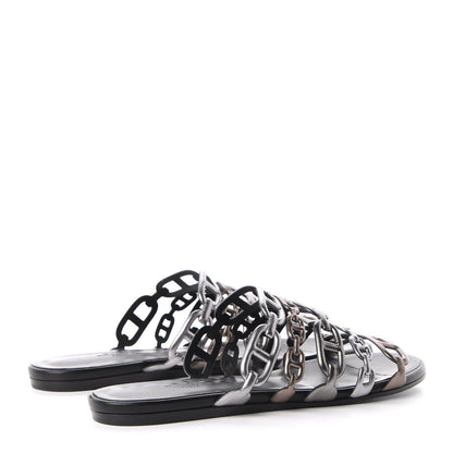 Hermes Metallic Nappa Thalassa Sandals 38.5 Multicolore Dore Vieilli 4 of 8