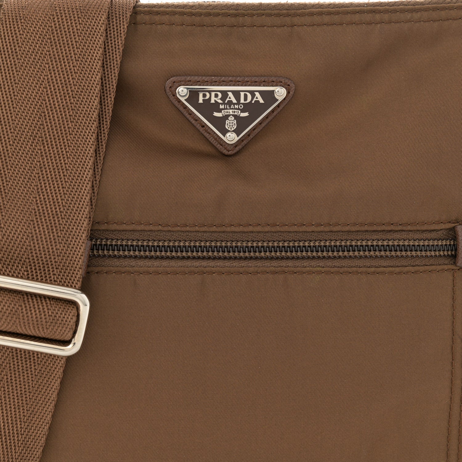 Prada Tessuto Nylon Saffiano Flat Messenger Bag Brown 7 of 10