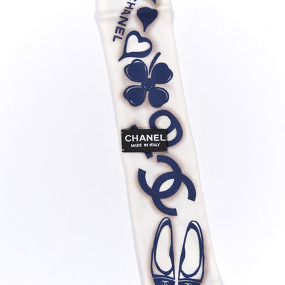Chanel Silk CC Slim Bandeau Scarf White Blue 2 of 4