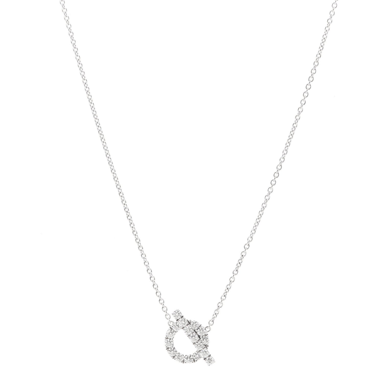 Hermes 18K White Gold Diamond Finesse Pendant Necklace 1 of 5