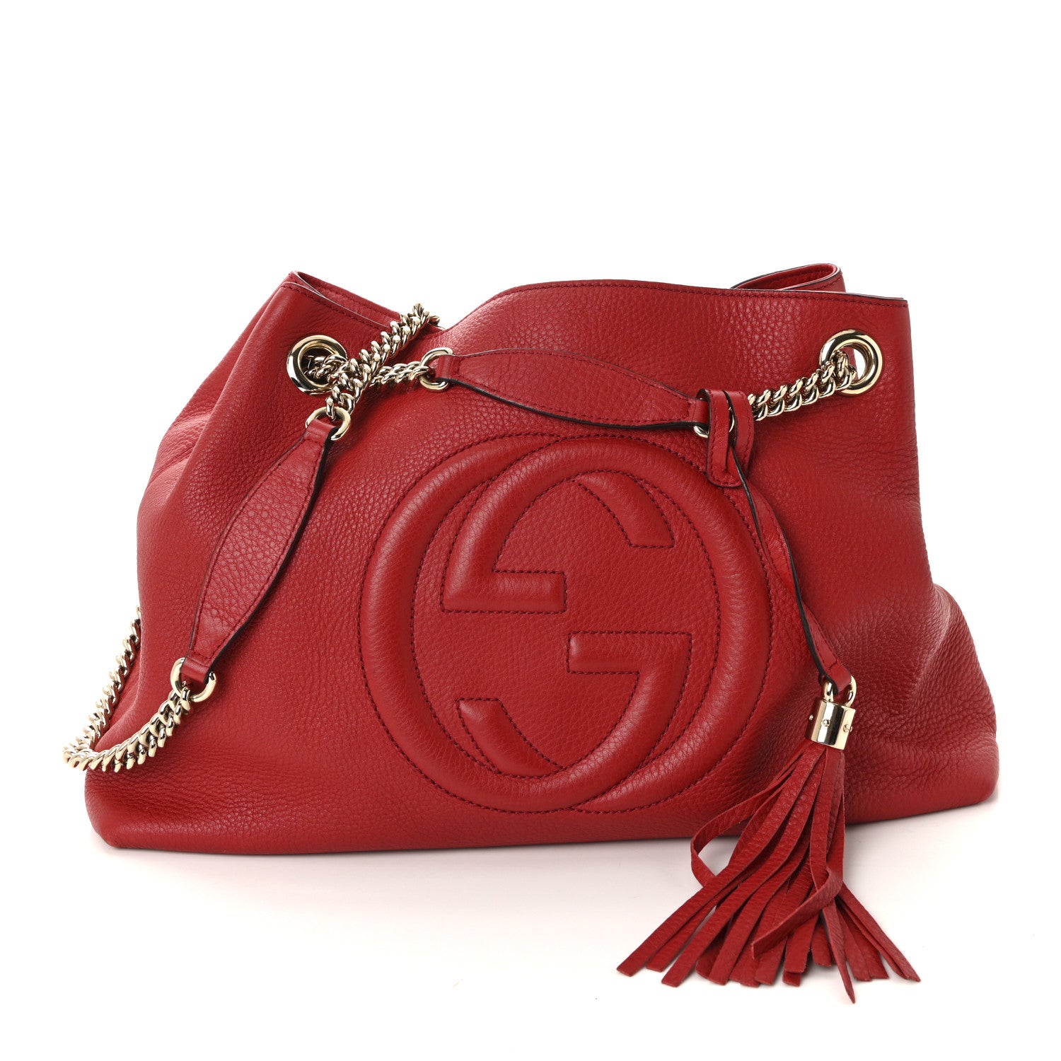 Gucci Pebbled Calfskin Medium Soho Chain Shoulder Bag Tabasco Red 1 of 10