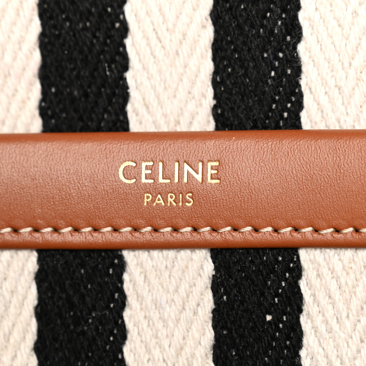 Canvas Calfskin Triomphe Large Cabas Black White