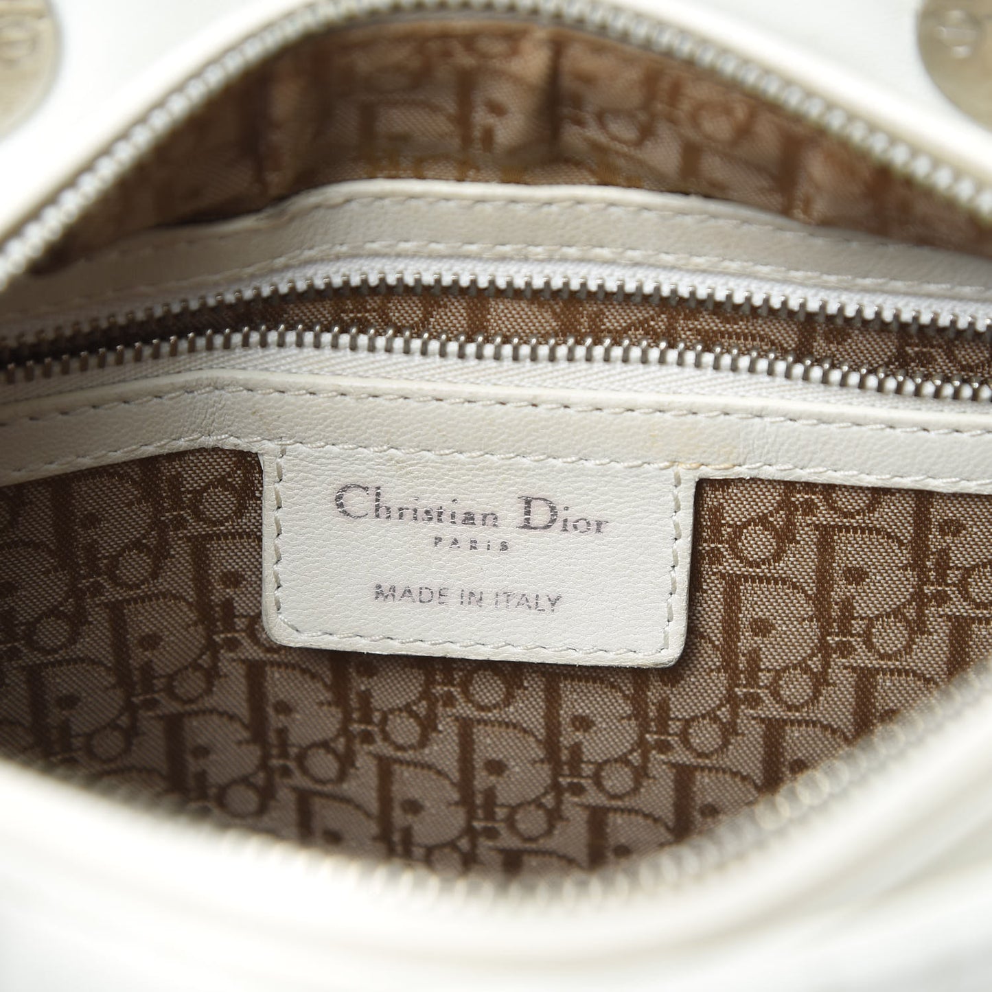 Lambskin Cannage Medium Lady Dior White