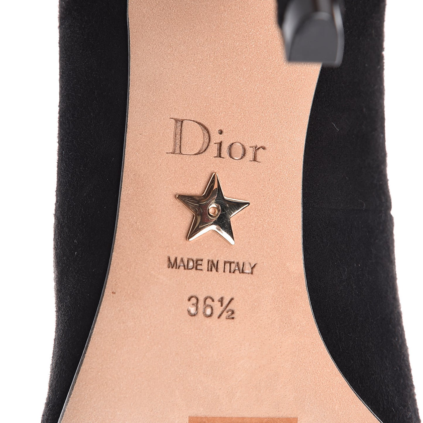 Suede Studded Dioramour Pumps 36.5 Black Gold