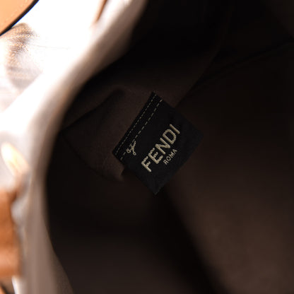 Fendi Glazed Fabric Vitello Grace F is Fendi FF 1974 Stamp Patch Grande Mon Tresor Bucket Bag Mogano Panna Nocciola 8 of 10