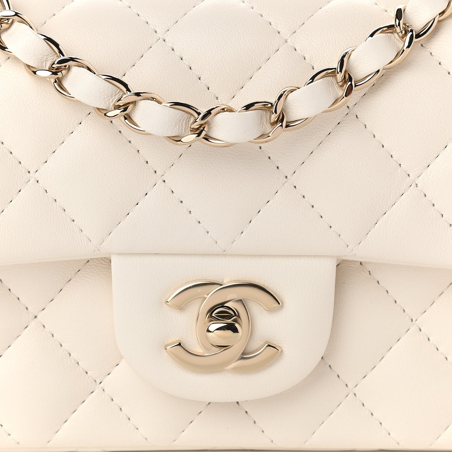 Chanel Lambskin Quilted Mini Rectangular Flap White 8 of 11