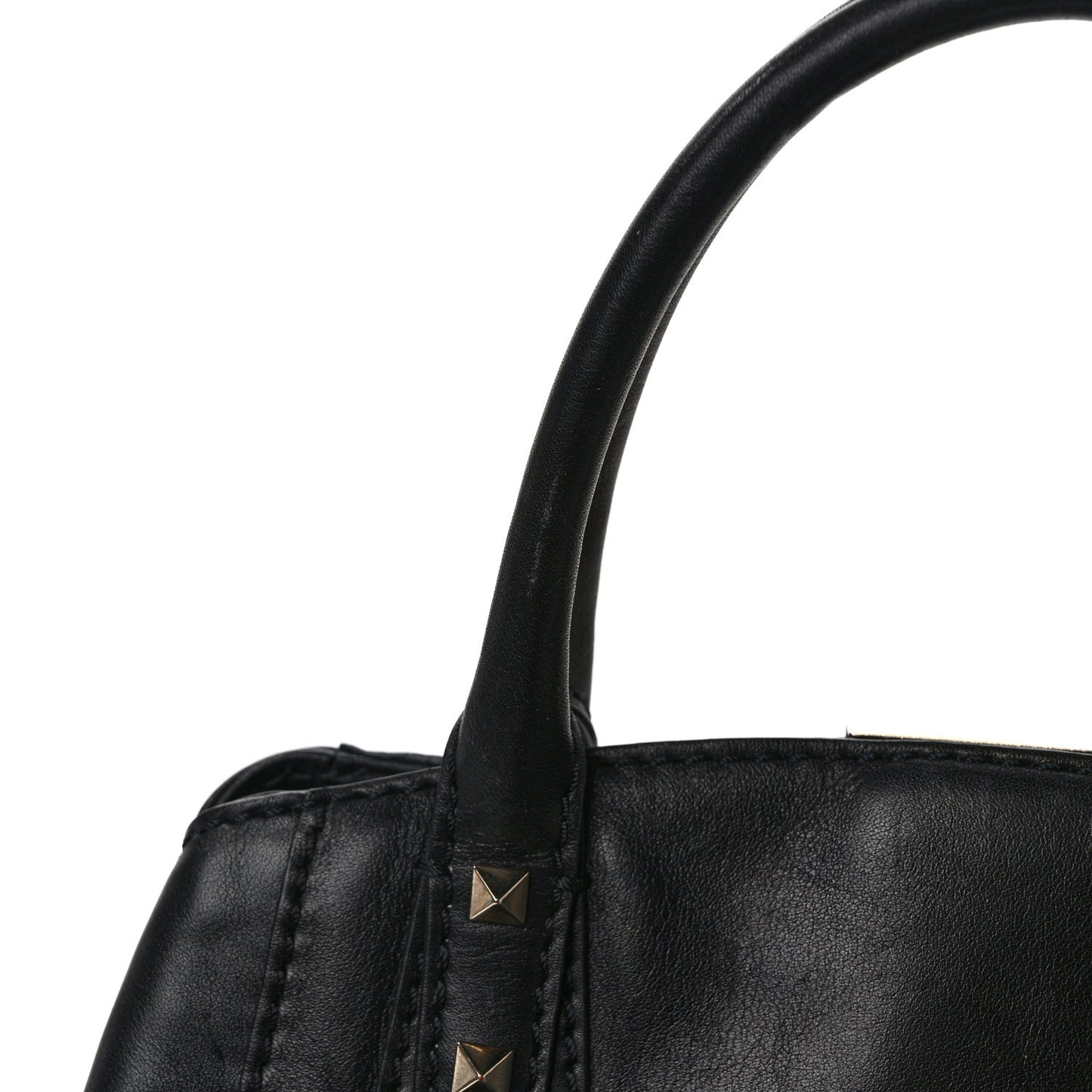 Calfskin Rockstud New Dome Bucket Tote Black