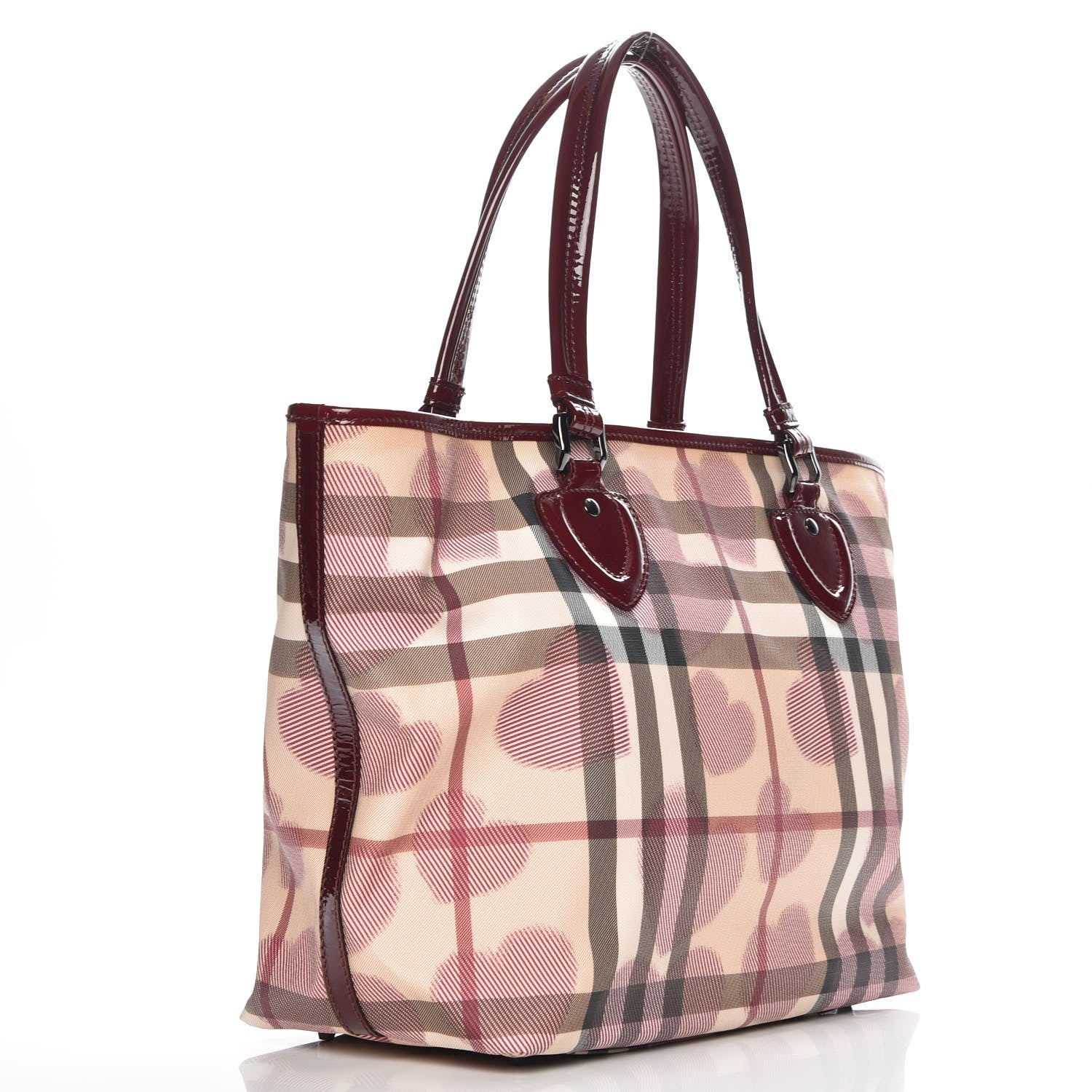 Burberry Nova Check Heart Gracie Diaper Tote Berry Red 3 of 8