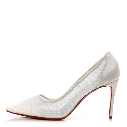 Christian Louboutin Tulle Glitter Satin Kate Draperia 85 Pumps 38.5 White 1 of 11