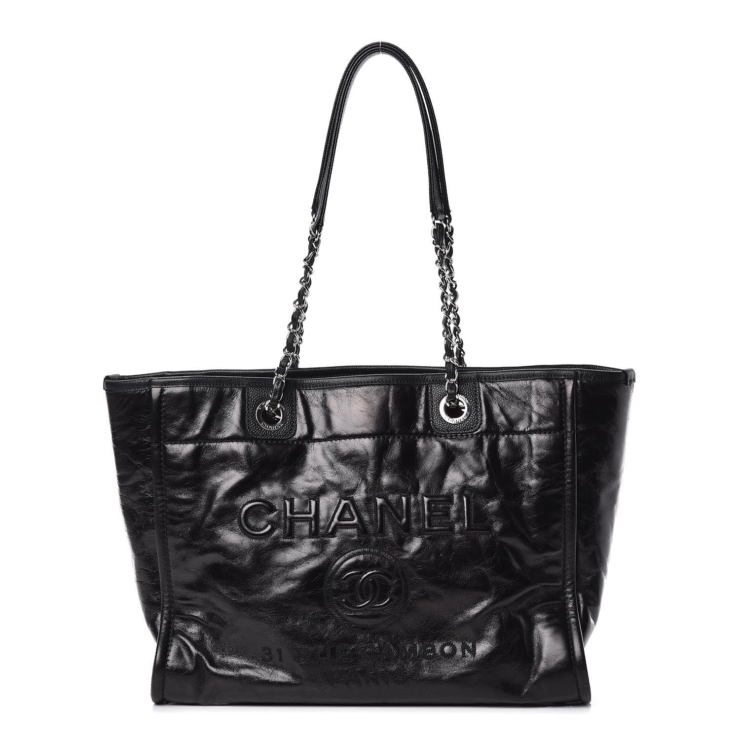 Chanel Glazed Calfskin Small Deauville Tote Black 1 of 14