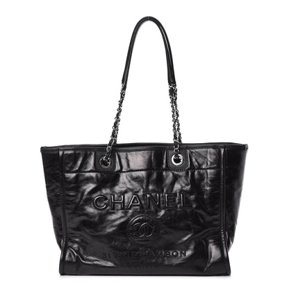 Chanel Glazed Calfskin Small Deauville Tote Black 1 of 14