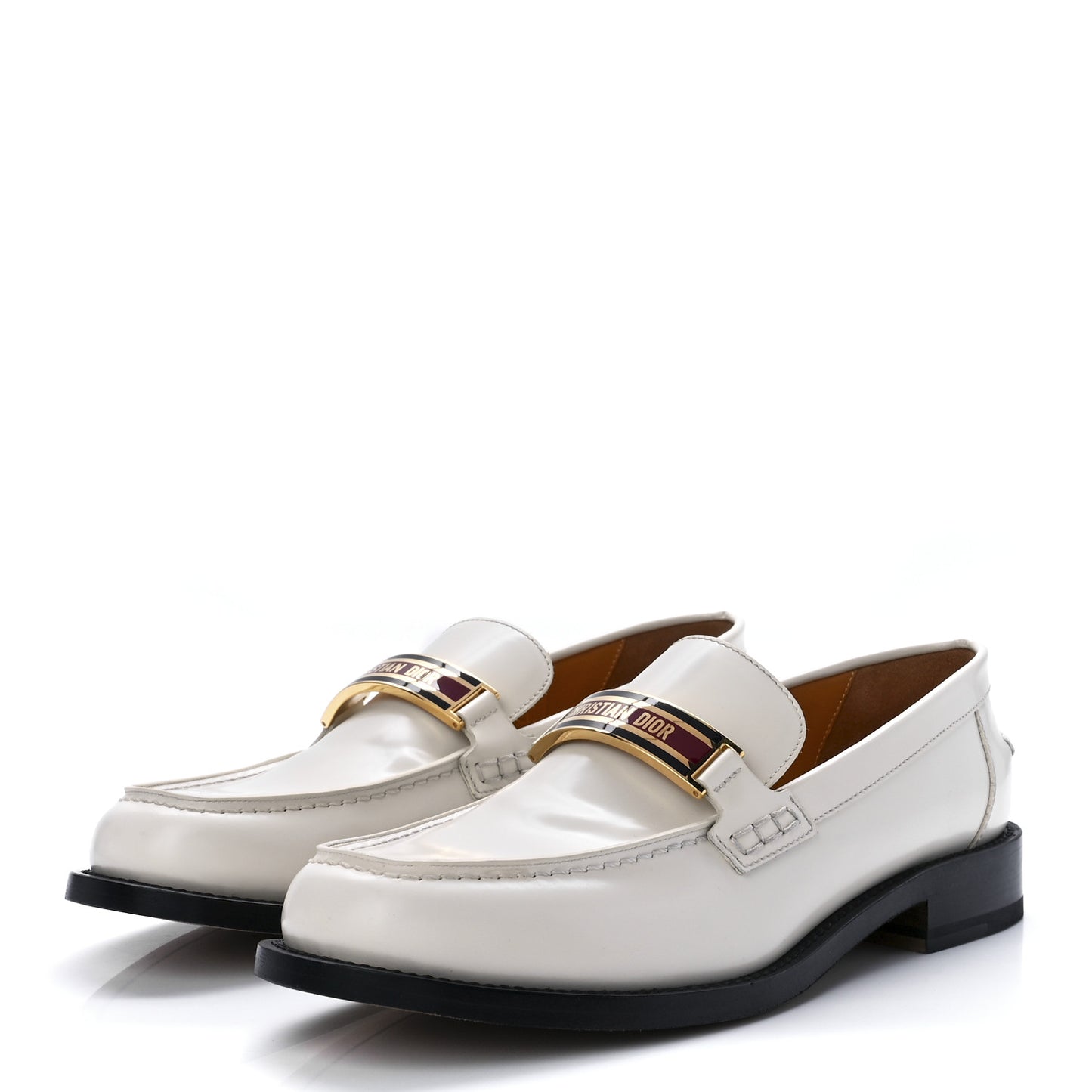 Brushed Calfskin Dior Code 15mm Loafers 41 Off White
