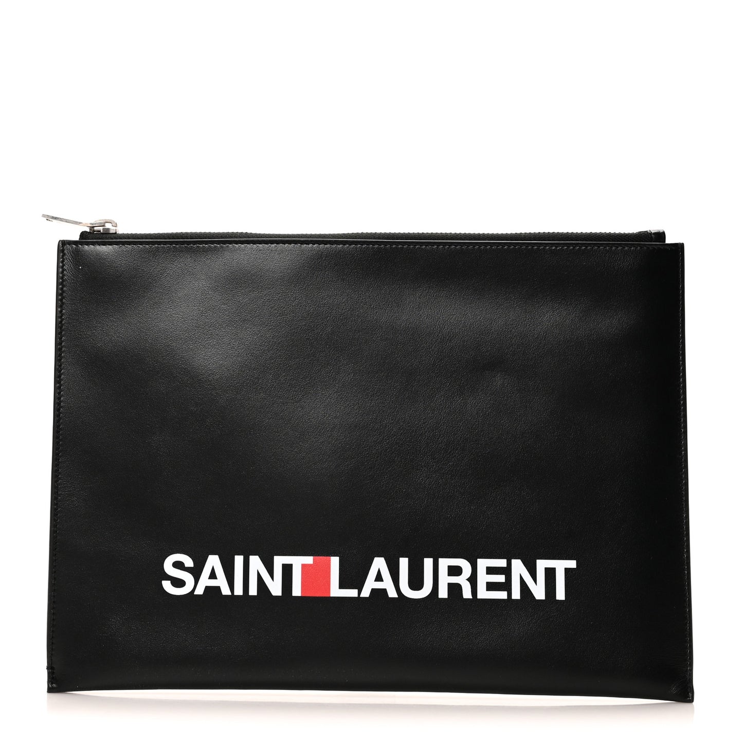 Calfskin Logo Zipped Tablet Pouch Black