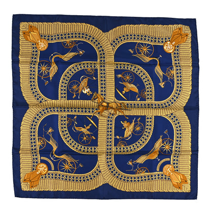 Hermes Silk Voitures Paniers Scarf 90 Marine 1 of 3