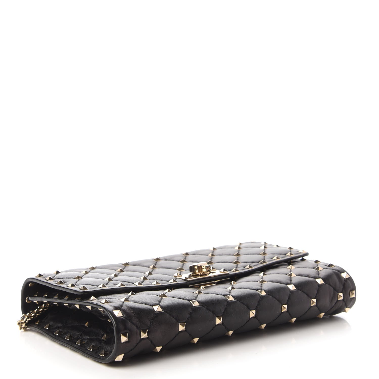 Valentino Garavani Lambskin Rockstud Spike Wallet on Chain Black 4 of 10