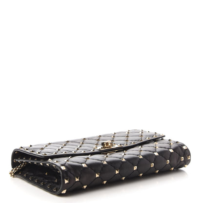 Valentino Garavani Lambskin Rockstud Spike Wallet on Chain Black 4 of 10