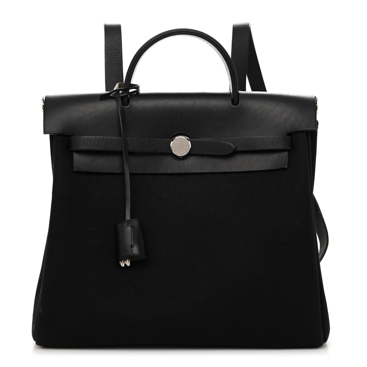 Hermes Toile Vache Calfskin Herbag 30 PM Backpack Black 3 of 11