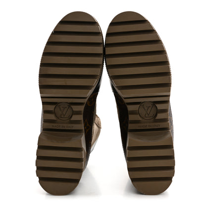 Louis Vuitton Suede Calfskin Monogram Laureate Platform Desert Boots 35 Taupe 6 of 10