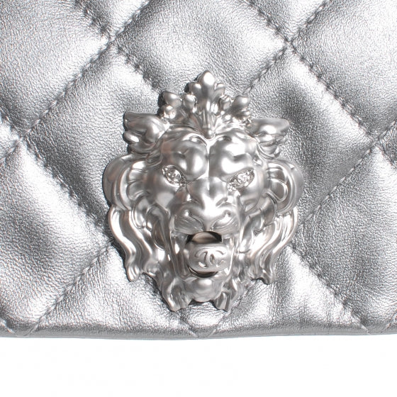 Chanel Leather Medium Leo Lion Flap Clutch Metallic 6 of 9