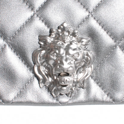 Chanel Leather Medium Leo Lion Flap Clutch Metallic 6 of 9