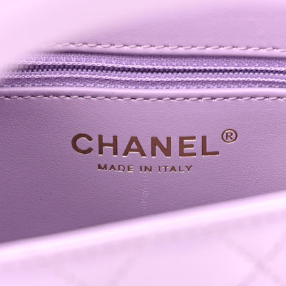 Chanel Shiny Aged Calfskin Quilted Nano Kelly Shopper Lilac 6 of 10