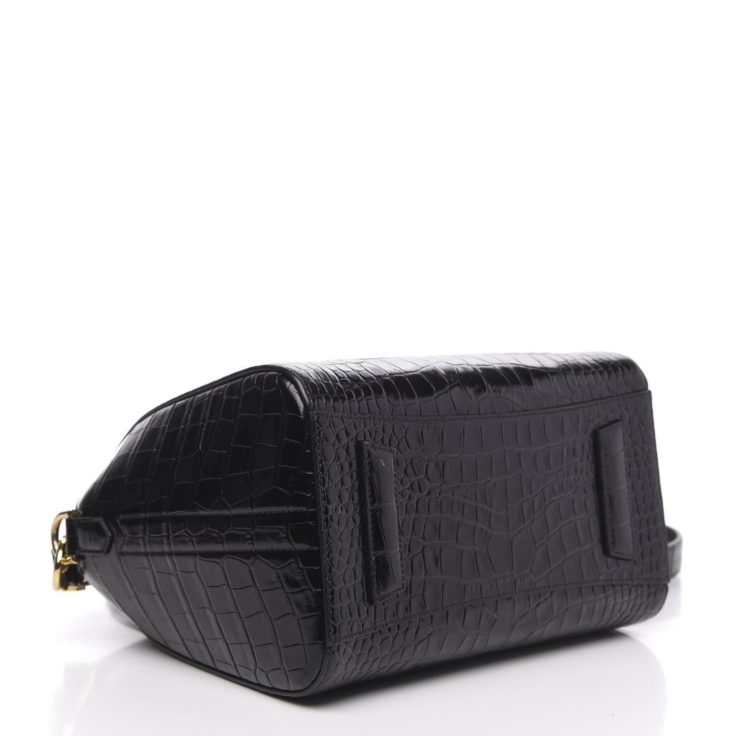 Calfskin Crocodile Embossed Small Antigona Black