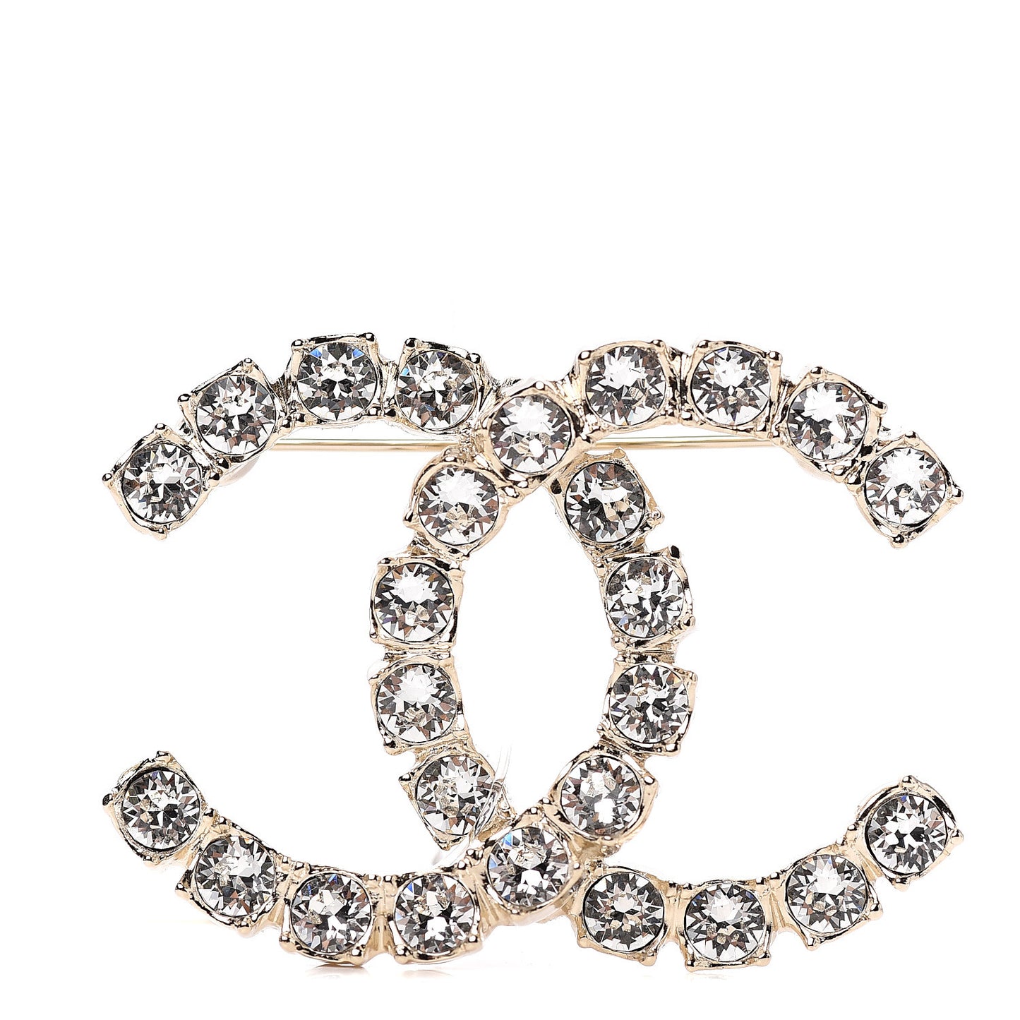 Crystal Coco's Pearls CC Brooch Light Gold