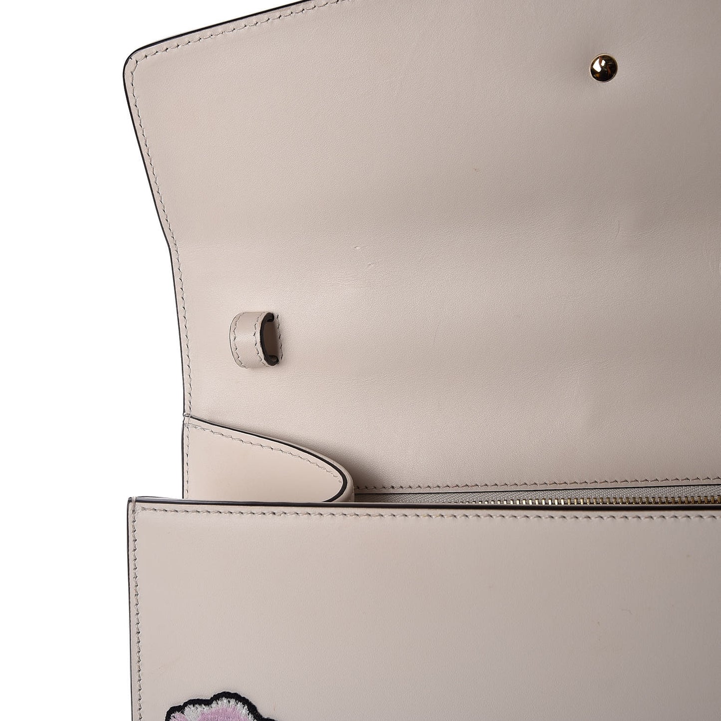 Calfskin Embroidered Medium Sylvie Top Handle Bag White