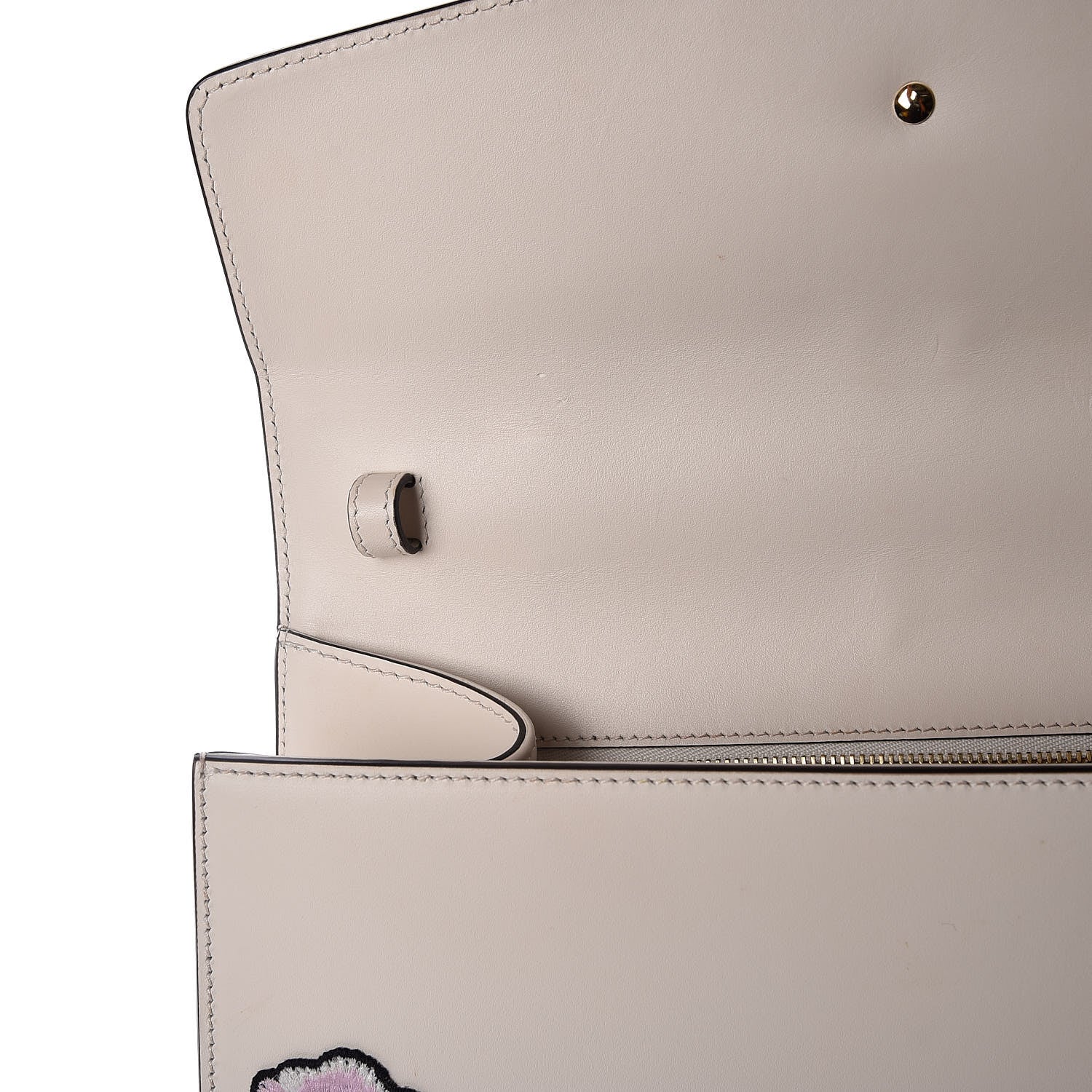 Gucci Calfskin Embroidered Medium Sylvie Top Handle Bag White 13 of 21