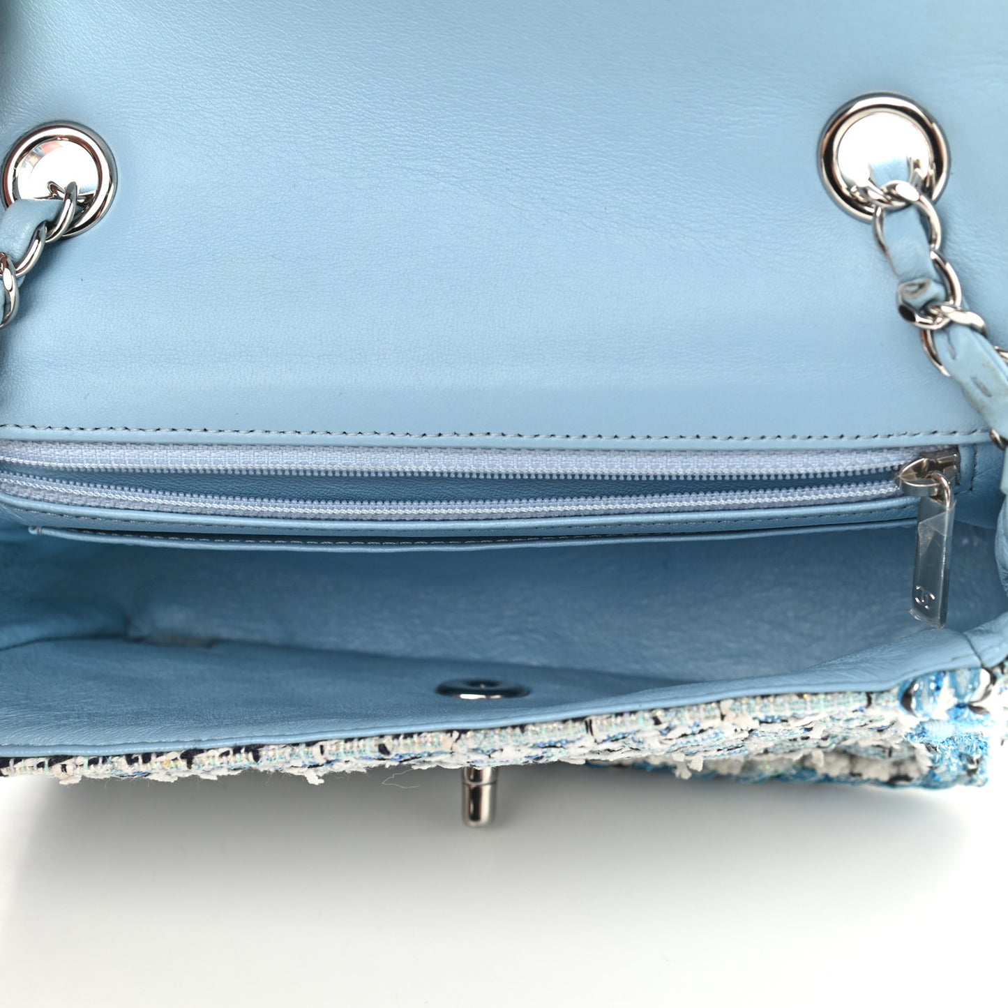 Tweed Braid Mini Flap Blue White