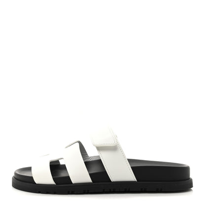 Hermes Calfskin Womens Chypre Sandals 37.5 White 1 of 10