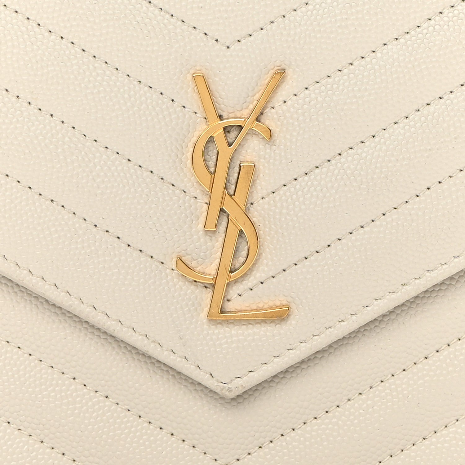 Saint Laurent Grain De Poudre Matelasse Chevron Monogram Envelope Chain Wallet Nude Powder 8 of 14