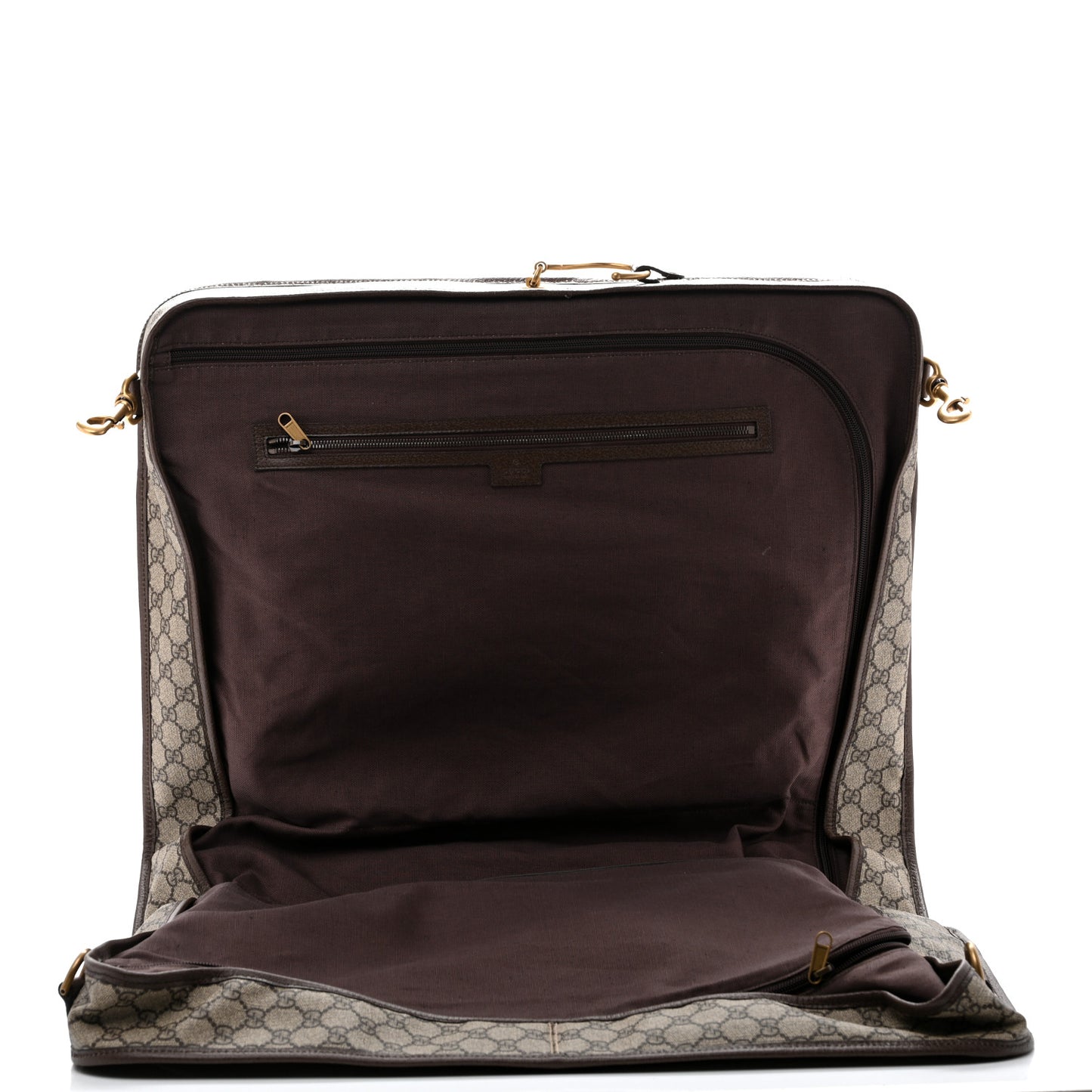 GG Supreme Monogram Textured Dollar Calfskin Web Ophidia Savoy Garment Bag Beige Ebony New Acero