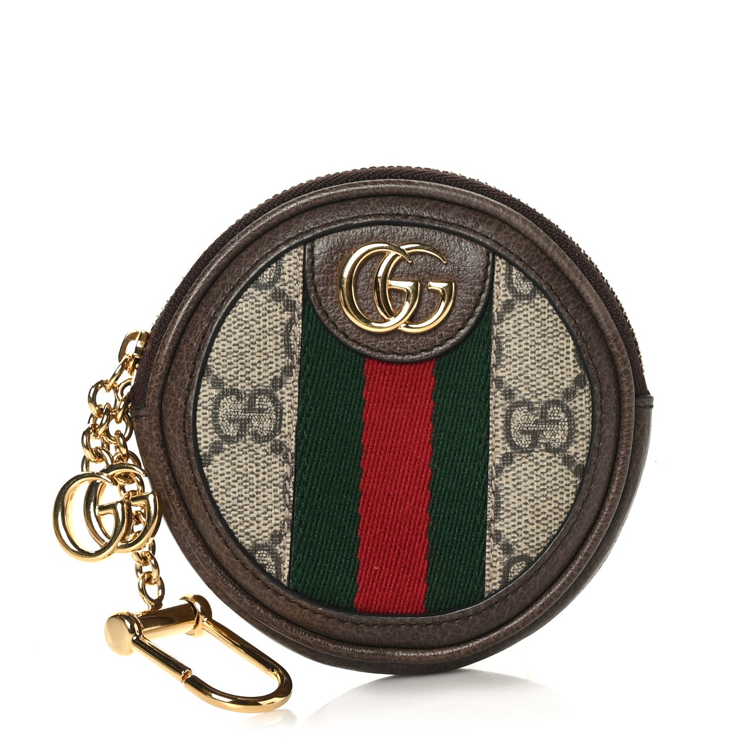 Gucci GG Supreme Monogram Web Ophidia Round Coin Purse Beige New Acero 1 of 7