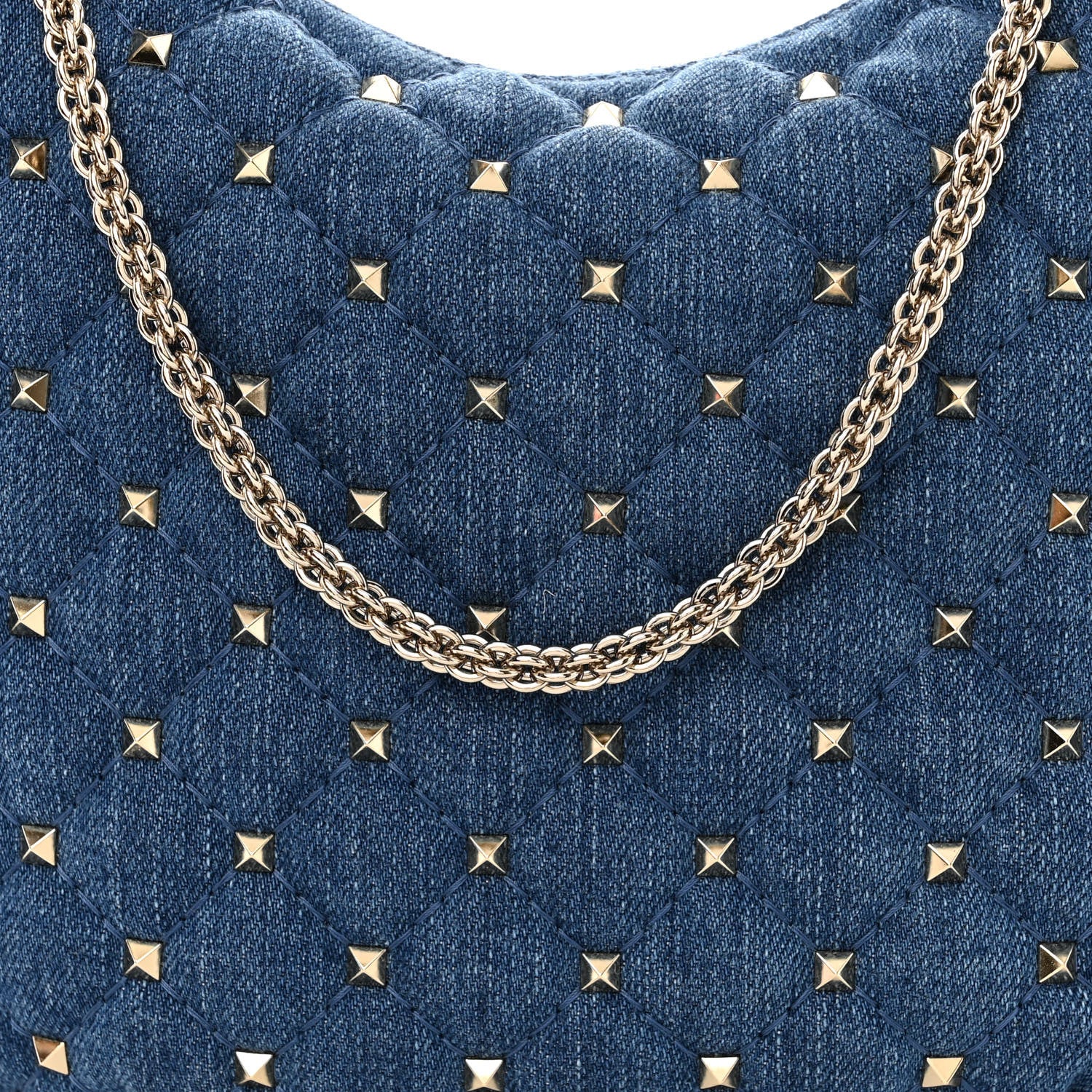 Valentino Garavani Denim Small Rockstud Spike Hobo Light Denim 7 of 9