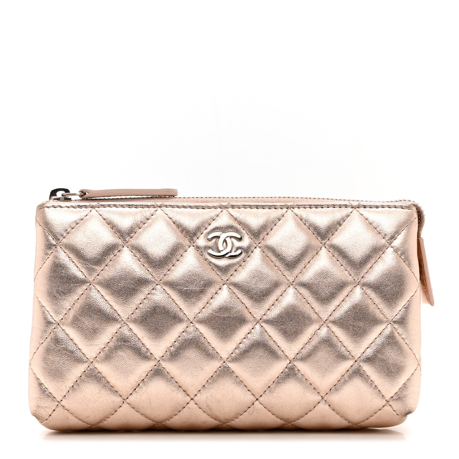 Chanel Metallic Lambskin Quilted Cosmetic Pouch Light Pink 1 of 9