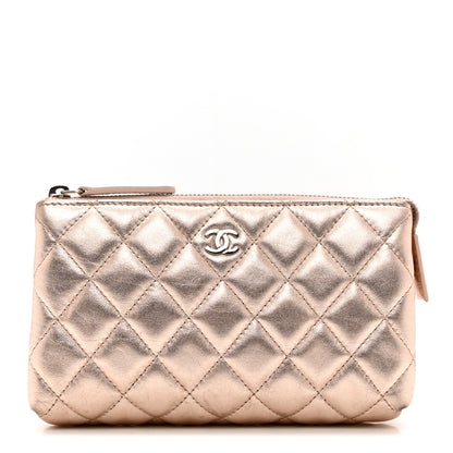 Chanel Metallic Lambskin Quilted Cosmetic Pouch Light Pink 1 of 9