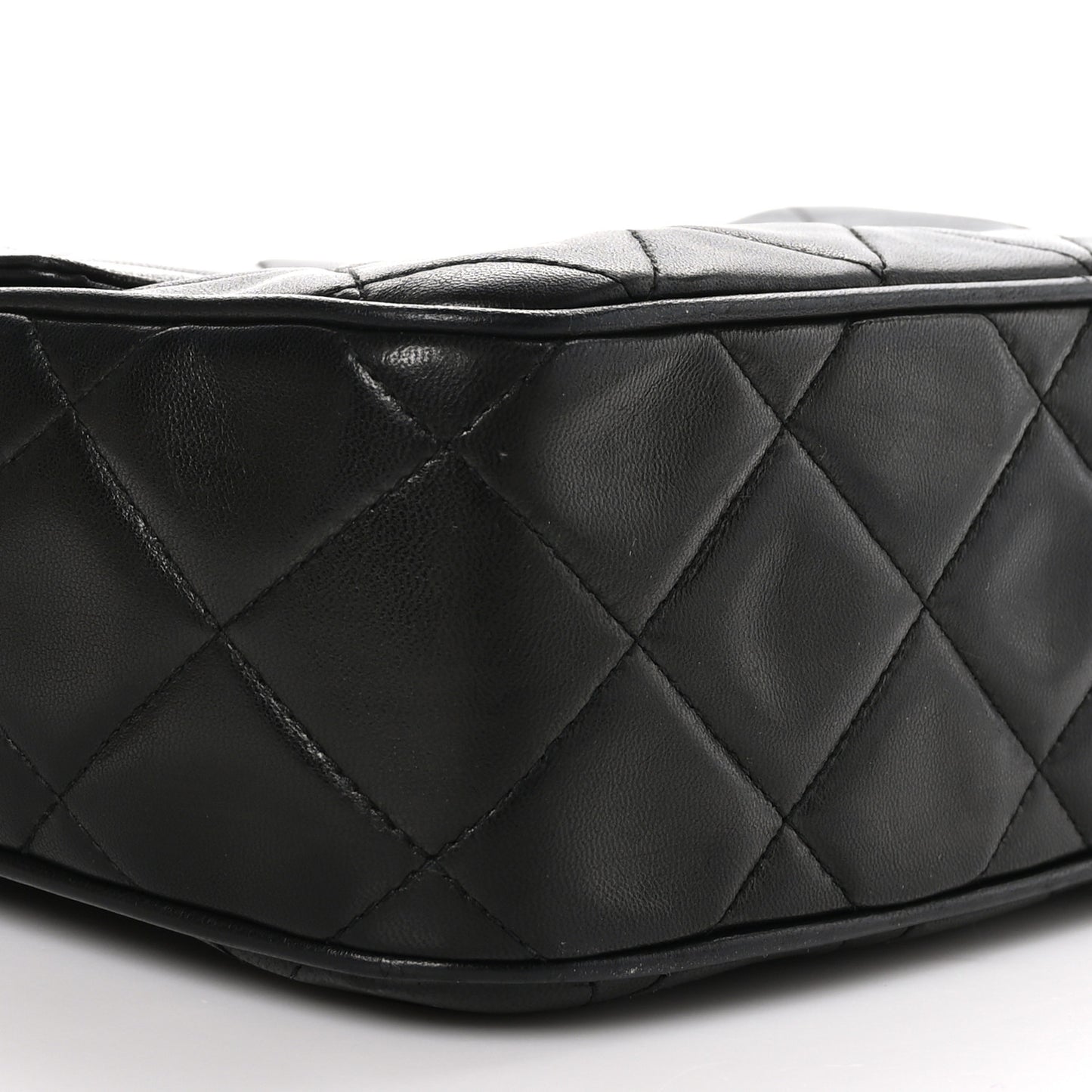 Lambskin Quilted Tassel Camera Case Black
