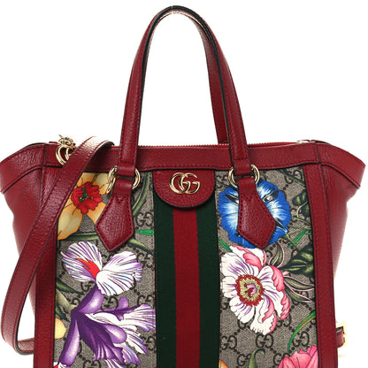 Gucci GG Supreme Monogram Flora Web Small Ophidia Tote Bag Red 9 of 11