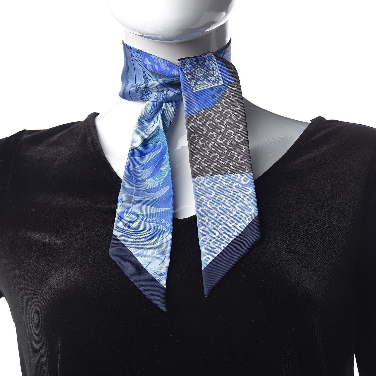 Hermes Silk Cheval Phoenix Twilly Marine Ciel Cobalt 2 of 5