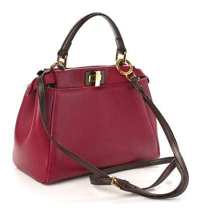 Fendi Nappa Mini Peekaboo Iconic Satchel Cherry Moresco Amido 3 of 10