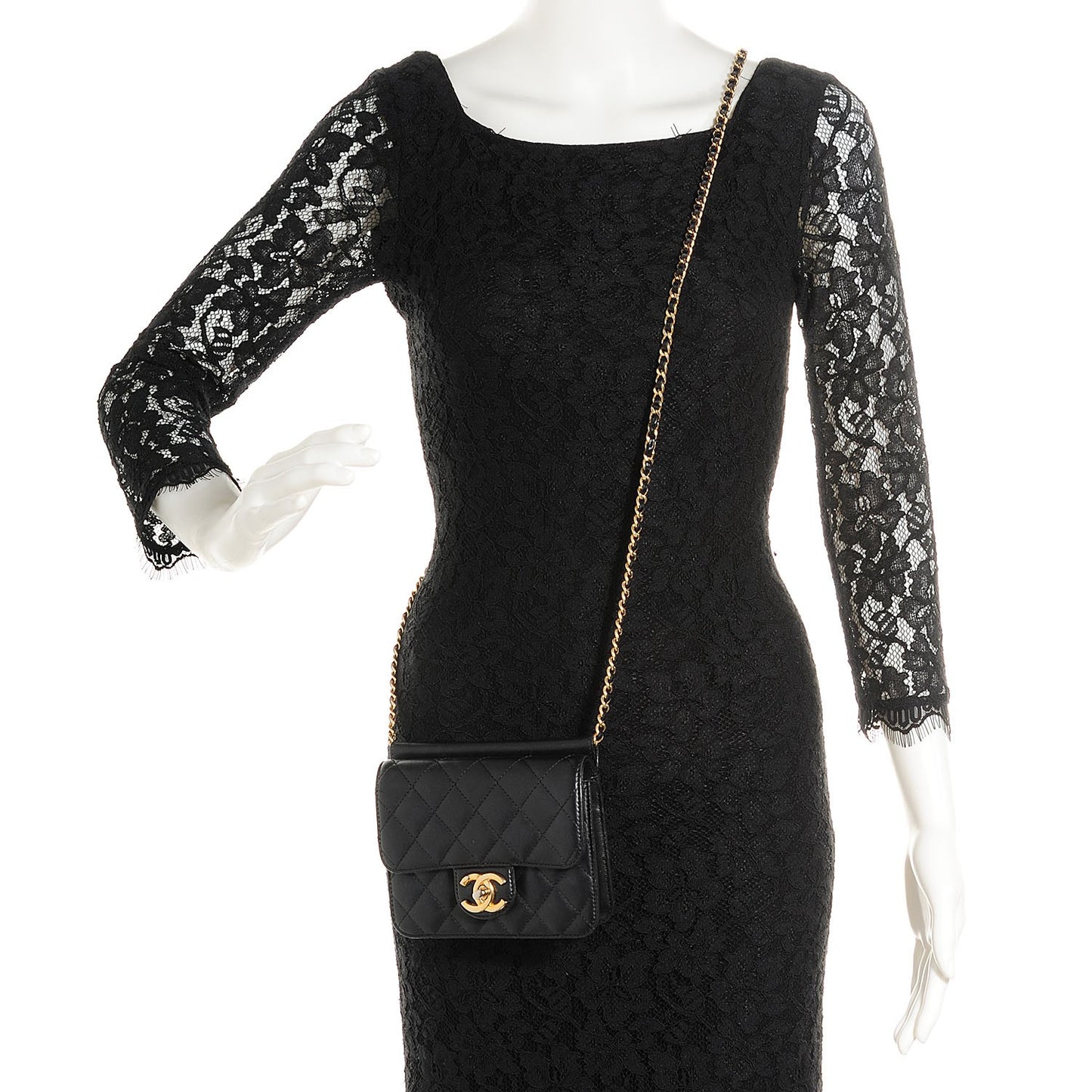 Lambskin Quilted Crossing Times Mini Flap Black