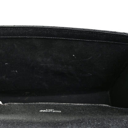 Saint Laurent Grain De Poudre Textured Mixed Matelasse Large Triquilt Monogram Satchel Black 18 of 31