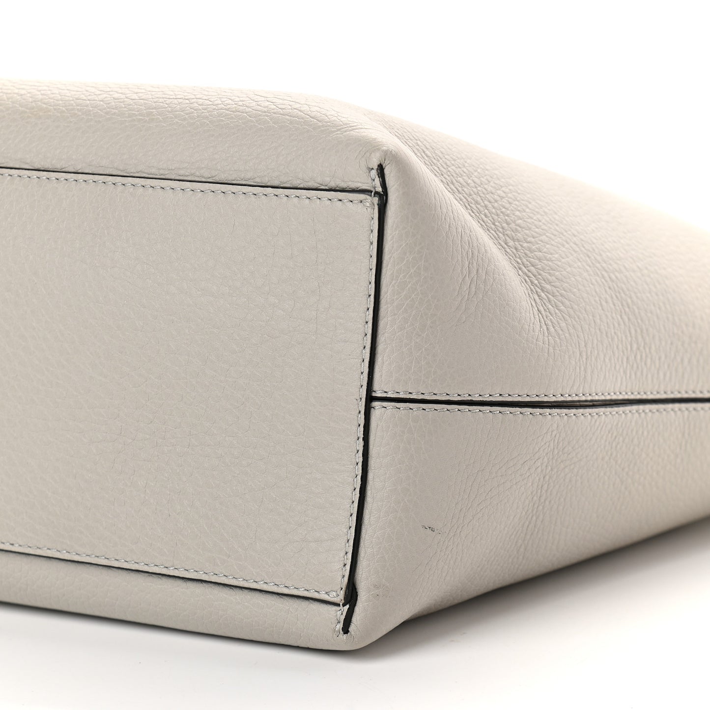 Grained Calfskin Rockstud Shoulder Tote Pastel Grey