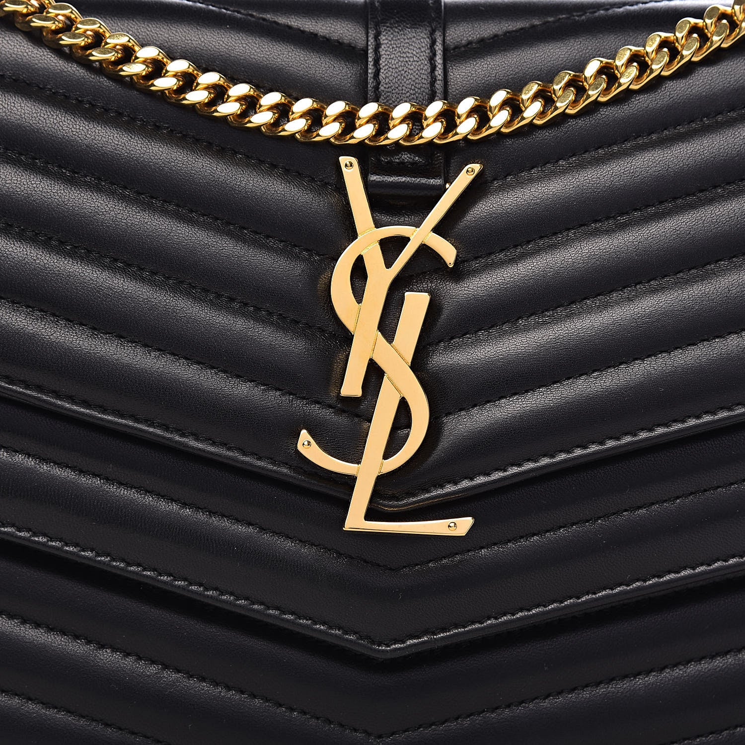 Saint Laurent Lambskin Matelasse Chevron Monogram Sulpice Chain Wallet Black 10 of 11